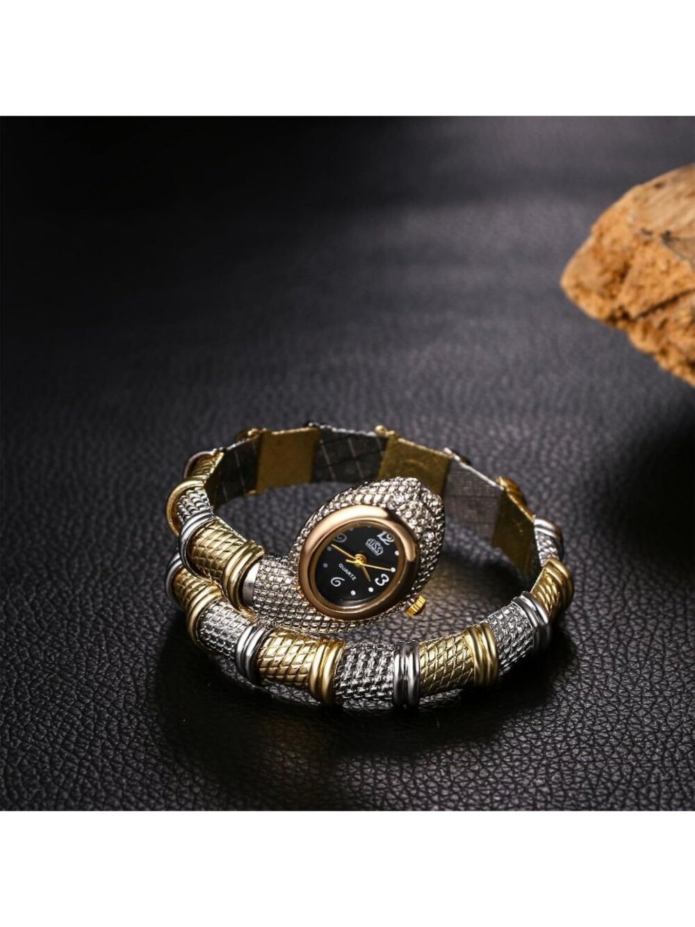 Women's Gold Silver Hip Hop Wrap Cuff Bracelet Bendable Snake Armband Watches - Picture 4 of 6